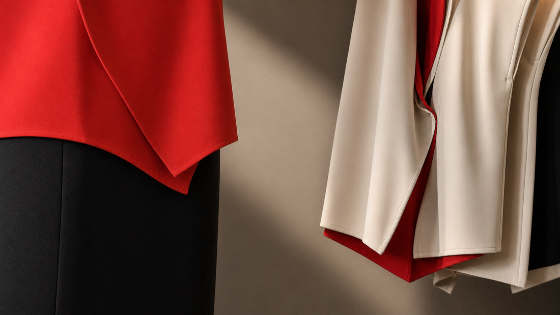 premium womenswear pieces arranged with intention