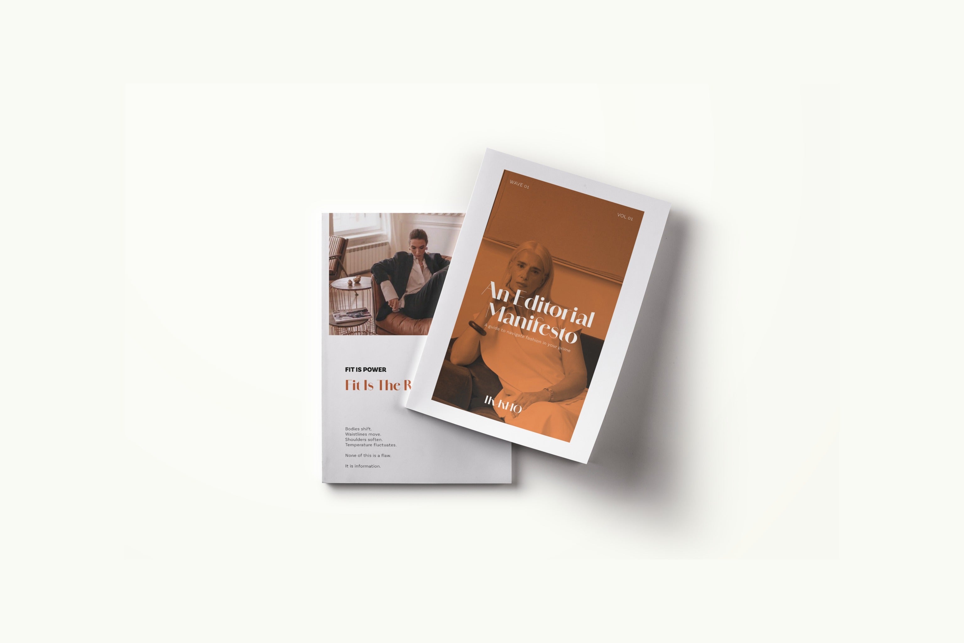 Website mockup featuring the IKKHO Editorial Manifesto, a free statement on intentional dressing and quiet confidence